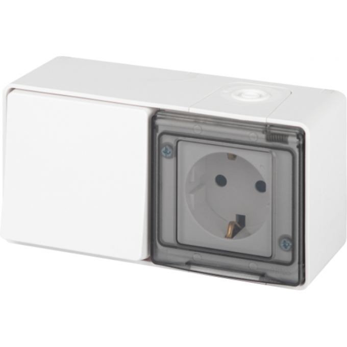Блок розетка с выключателем ЭРА ЭКСПЕРТ 11-7501-01 IP55 16А (10AX)-250В ОУ белый B0063288
