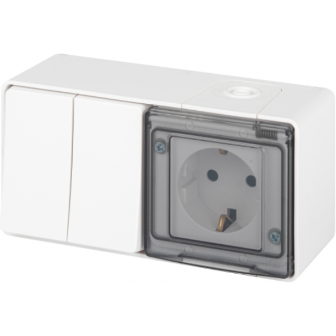Блок розетка с выключателем ЭРА ЭКСПЕРТ 11-7502-01 IP55 16A(10AX)-250В ОУ белый B0063270