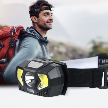 Фонарь налобный светодиодный ЭРА GB-608 на батарейках 3xAAA 5Вт 7 режимов черный Фонарь налобный светодиодный ЭРА GB-608 на батарейках 3xAAA 5Вт 7 режимов черный