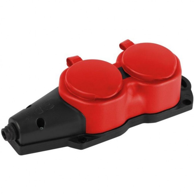 Колодка ЭРА Б0068443 KX-2e-RED-IP44 каучуковая с заземлением 2 розетки 16A IP44 красный B0068443