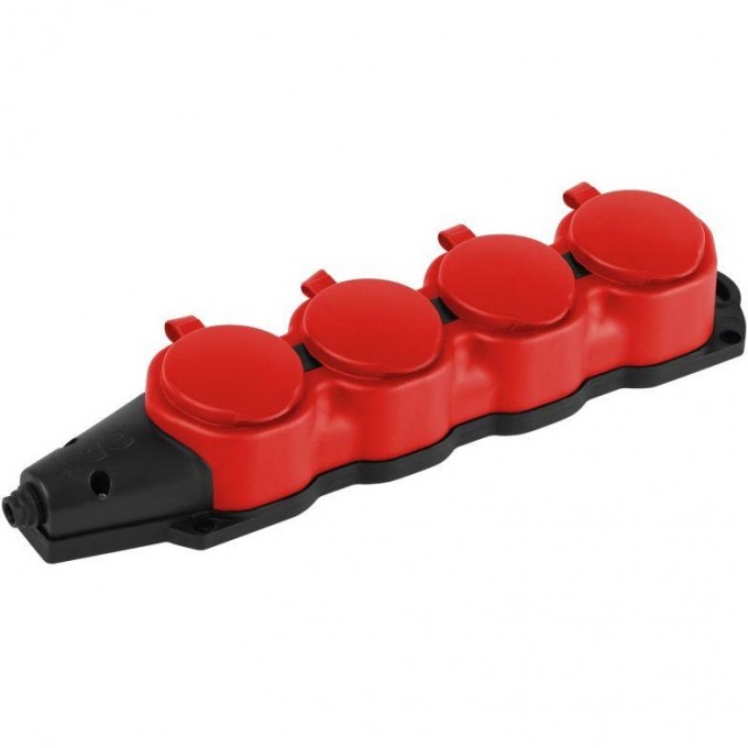 Колодка ЭРА Б0068456 KX-4e-RED-IP44 каучуковая с заземлением 4 розетки 16A IP44 красный B0068456