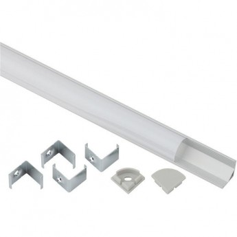 Комплект с угловым накладным анодированным профилем ЭРА Б0039465 CAB280 16х16мм 2м и круглым экраном 2м 1616R