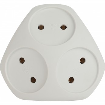 Разветвитель электрический ЭРА SPX-3-W на 3 розетки без заземления 10А белый Разветвитель электрический ЭРА SPX-3-W на 3 розетки без заземления 10А белый