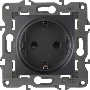 Розетка 2P+E ЭРА ELEGANCE SCHUKO 14-2101-05 16A-250В IP20 антрацит