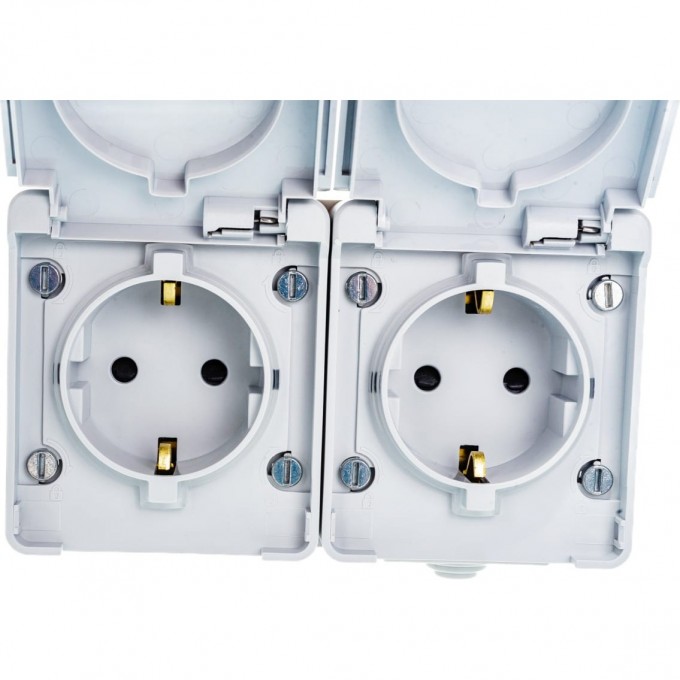 Розетка ЭРА 11-2604-03 2х2P+E гориз. IP65 шторки 16A-250В ОУ серый B0035992