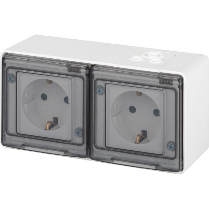 Розетка ЭРА ЭКСПЕРТ 11-2504-01 2х2P+E IP55 16А-250В ОУ белая B0063262