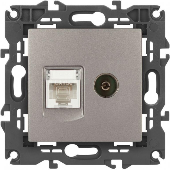 Розетка ЭРА ELEGANCE Б0065768 14-3110-16 RJ45+TV титан B0065768