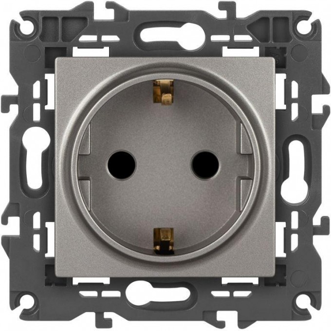 Розетка ЭРА ELEGANCE Б0065806 14-2102-16 2P+E Schuko со шторками 16А-250В титан B0065806