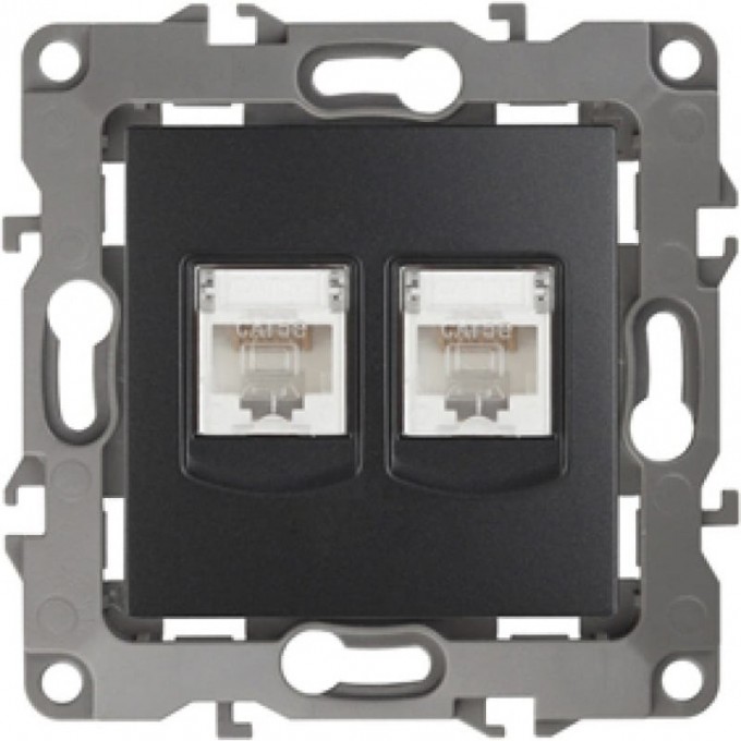Розетка информационная ЭРА 12-3108-05 двойная 2XRJ45 IP20 антрацит B0014733