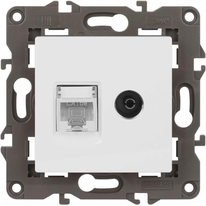 Розетка компьютерная + телевизионная 2-м ЭРА ELEGANCE 14-3110-01 RJ45 + TV IP20 белый B0034314