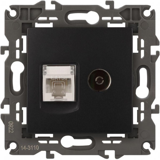 Розетка компьютерная + телевизионная 2-м ЭРА ELEGANCE 14-3110-05 RJ45 + TV IP20 антрацит B0034318
