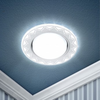 Светильник ЭРА DK LD27 WH/WH декор cо светодиодной подсветкой GX53 белый/белый Светильник ЭРА DK LD27 WH/WH декор cо светодиодной подсветкой GX53 белый/белый