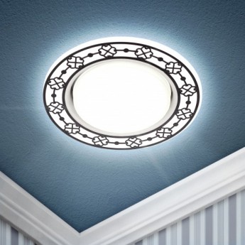 Светильник ЭРА DK LD28 WH/WH декор cо светодиодной подсветкой GX53 белый/белый Светильник ЭРА DK LD28 WH/WH декор cо светодиодной подсветкой GX53 белый/белый