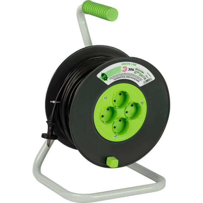 Удлинитель на пластиковой катушке ЭРА GREENLINE Б0065132 4х40м с заземлением KAT-3x1.5-40m ПВС 3х1.5 B0065132