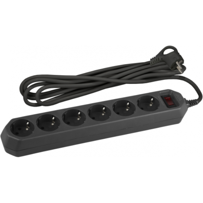 Удлинитель с сетевым фильтром ЭРА Б0037263 6х3м с заземлением 10А IP20 USF-6es-3m-B черный B0037263