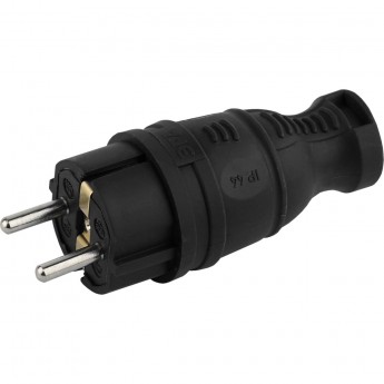 Вилка ЭРА V8-B-IP44 каучуковая с заземлением прямая 16A IP44 черная Вилка ЭРА V8-B-IP44 каучуковая с заземлением прямая 16A IP44 черная